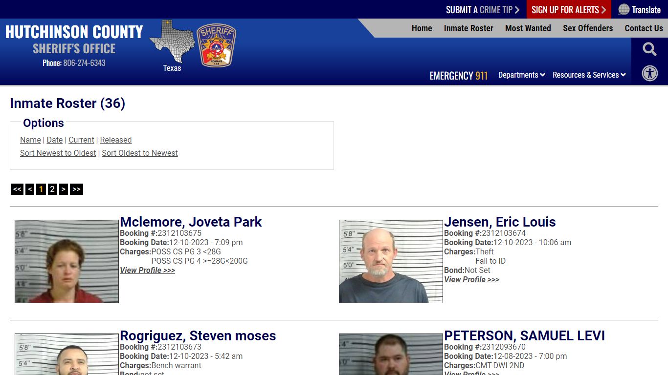 Inmate Roster (33) - Hutchinson County Sheriff TX