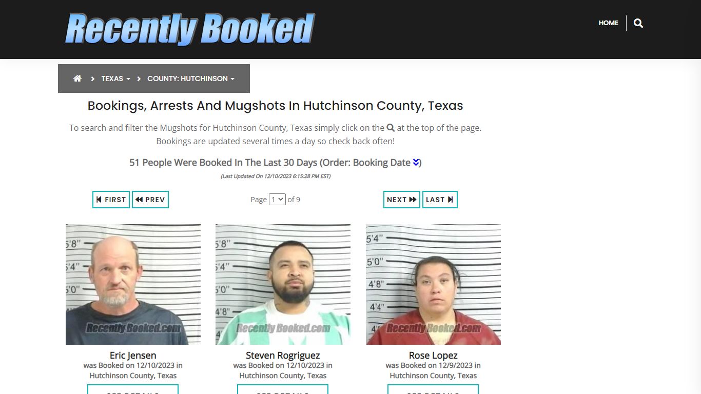 Bookings, Arrests and Mugshots in Hutchinson County, Texas