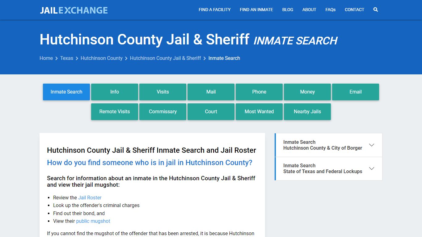 Hutchinson County Jail & Sheriff Inmate Search - Jail Exchange