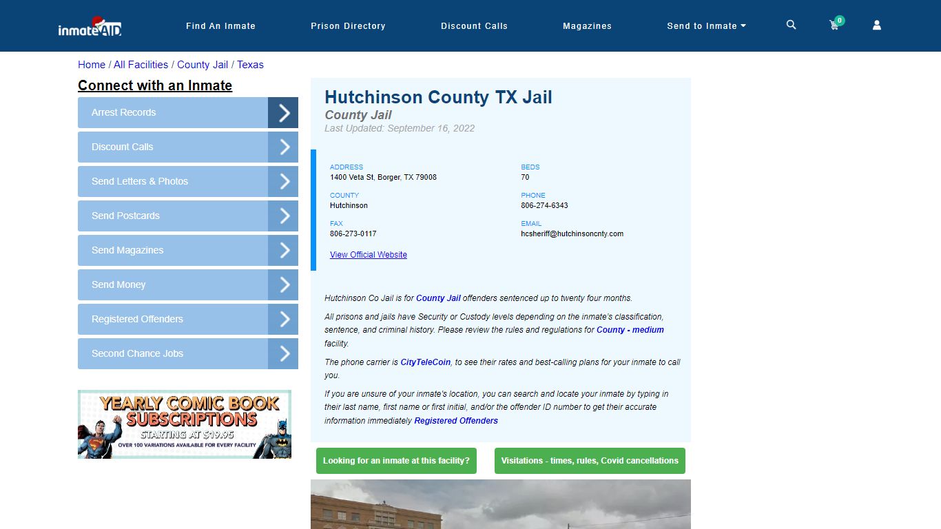 Hutchinson County TX Jail - Inmate Locator - Borger, TX
