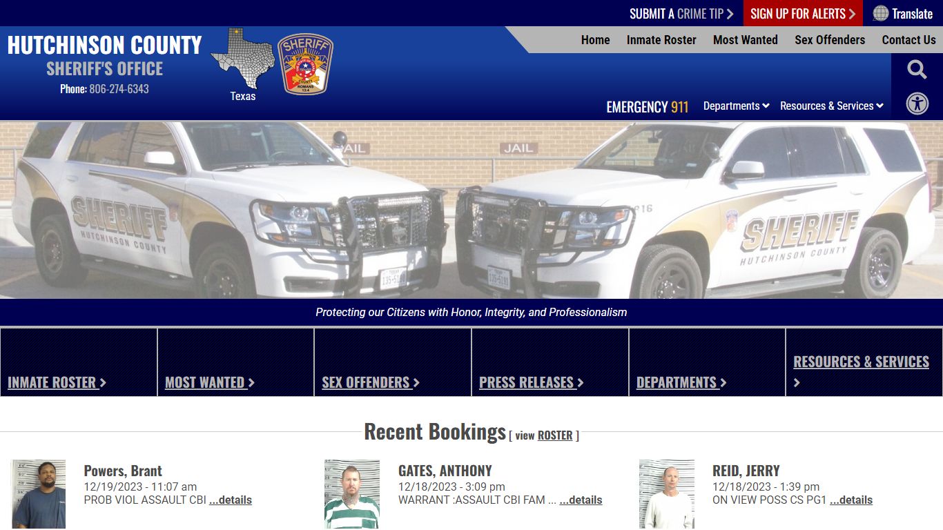 Inmate Roster - Hutchinson County Sheriff TX
